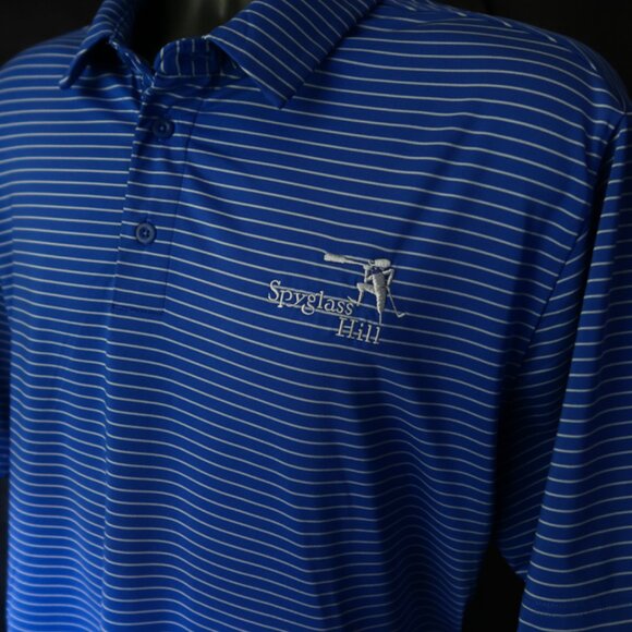Spyglass Hill Under Armour Blue Striped Stretch Polo (L) ⛳️ ⛳️ - Picture 4 of 8